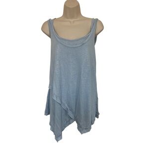 NWT We The Free Blue Asymmetrical Double Strap Flowy Tank Top Size Medium